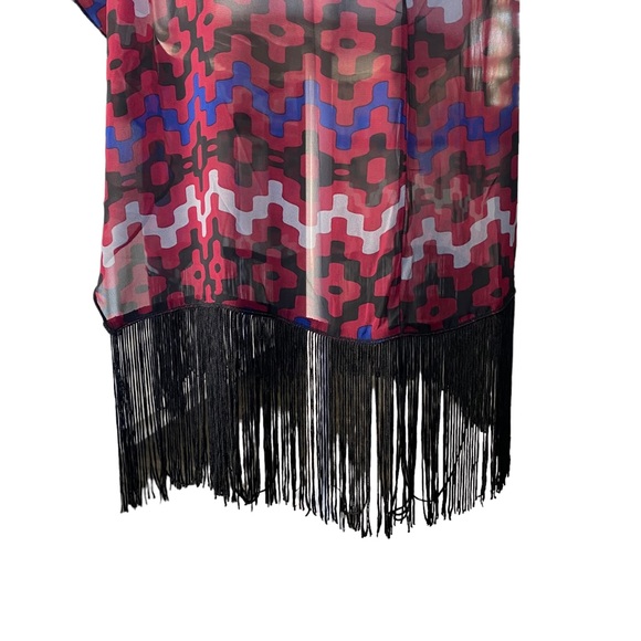 LulaRoe NWT Monroe Kimono with Black Fringe Hem Size 0-12 - Picture 4 of 13
